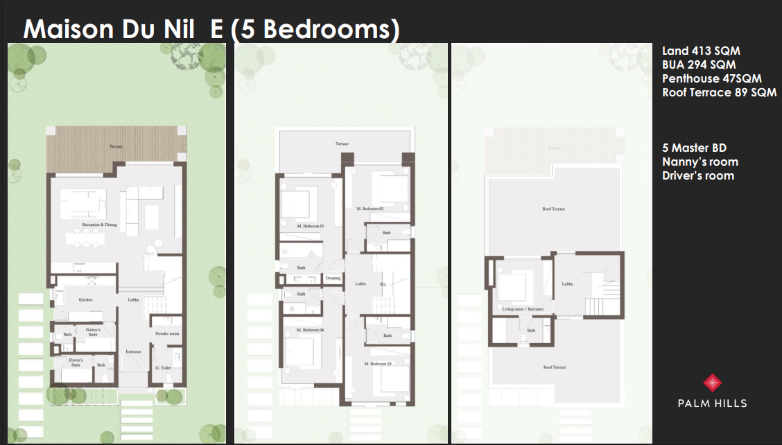 Floor plan for villa at Jirian - Palm Hills