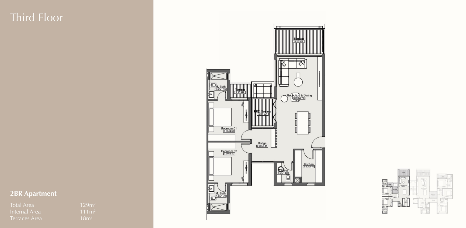 Floor plan for apartment at Beige Residence - Hills of One