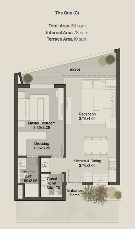 Floor plan for apartment at The Gray Residences-Hills of One