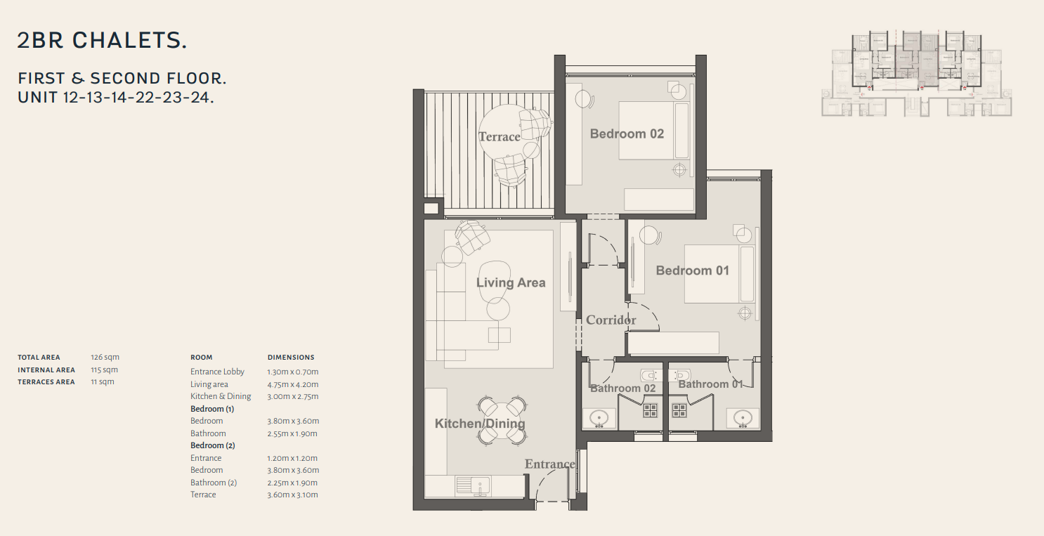 Floor plan for chalet at The Med