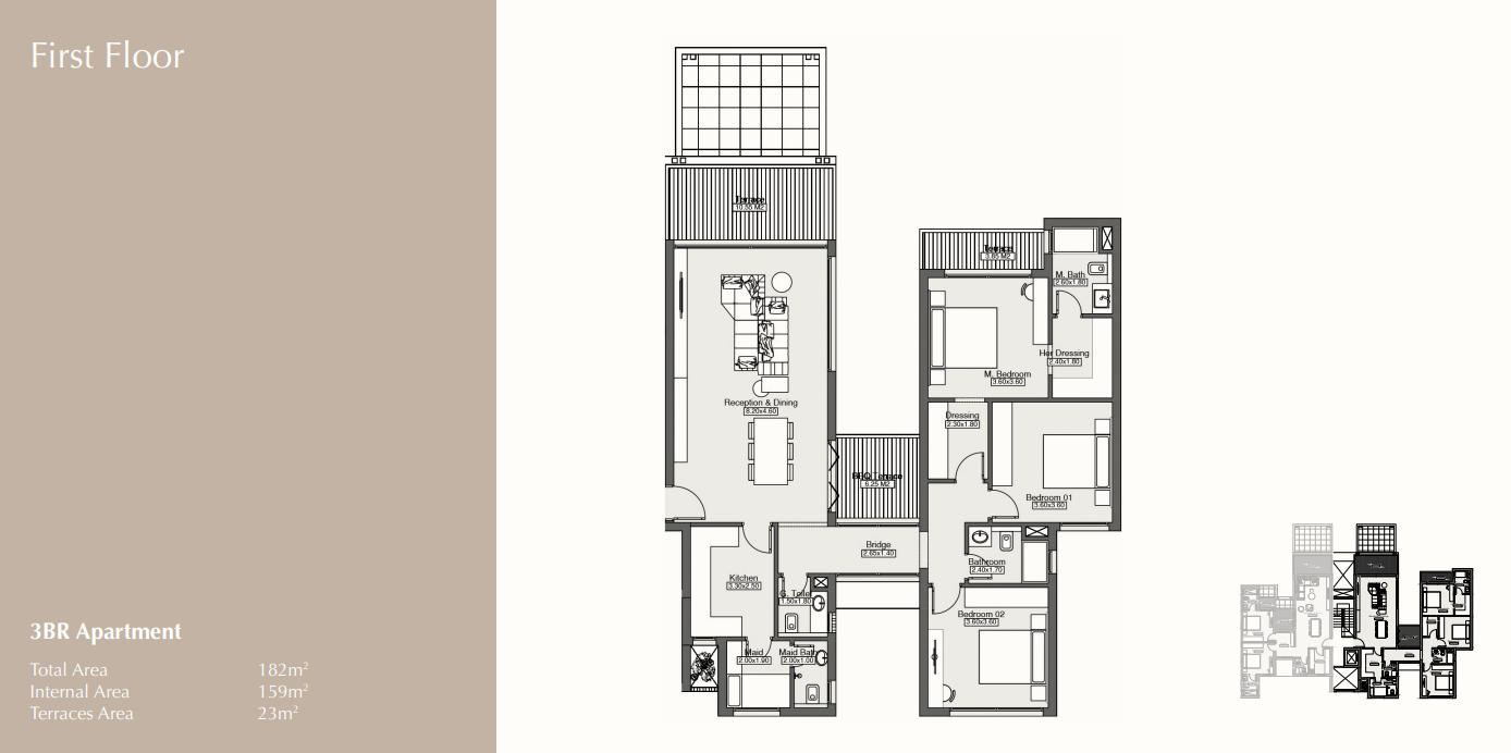 Floor plan for apartment at Beige Residence - Hills of One