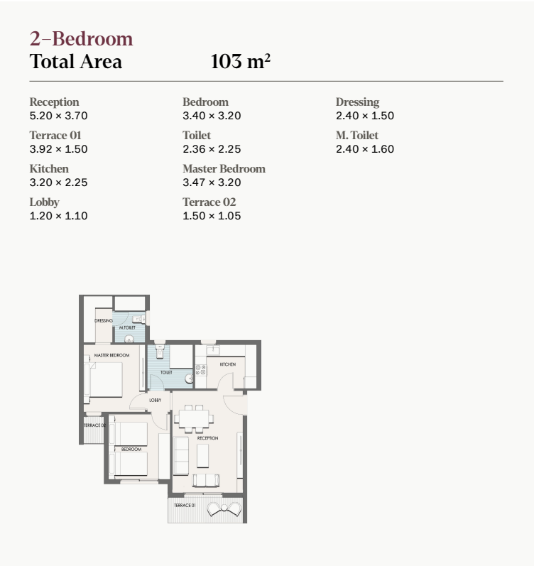 Floor plan for apartment at Selection - Telal East