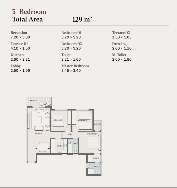 Floor plan for apartment at Selection - Telal East