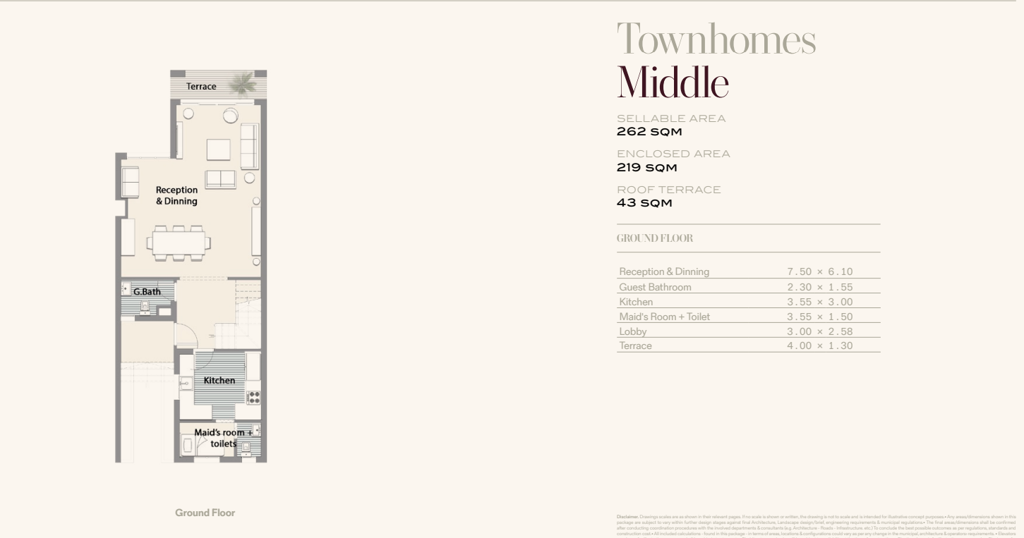 Floor plan for townhouse at Prive - Telal East