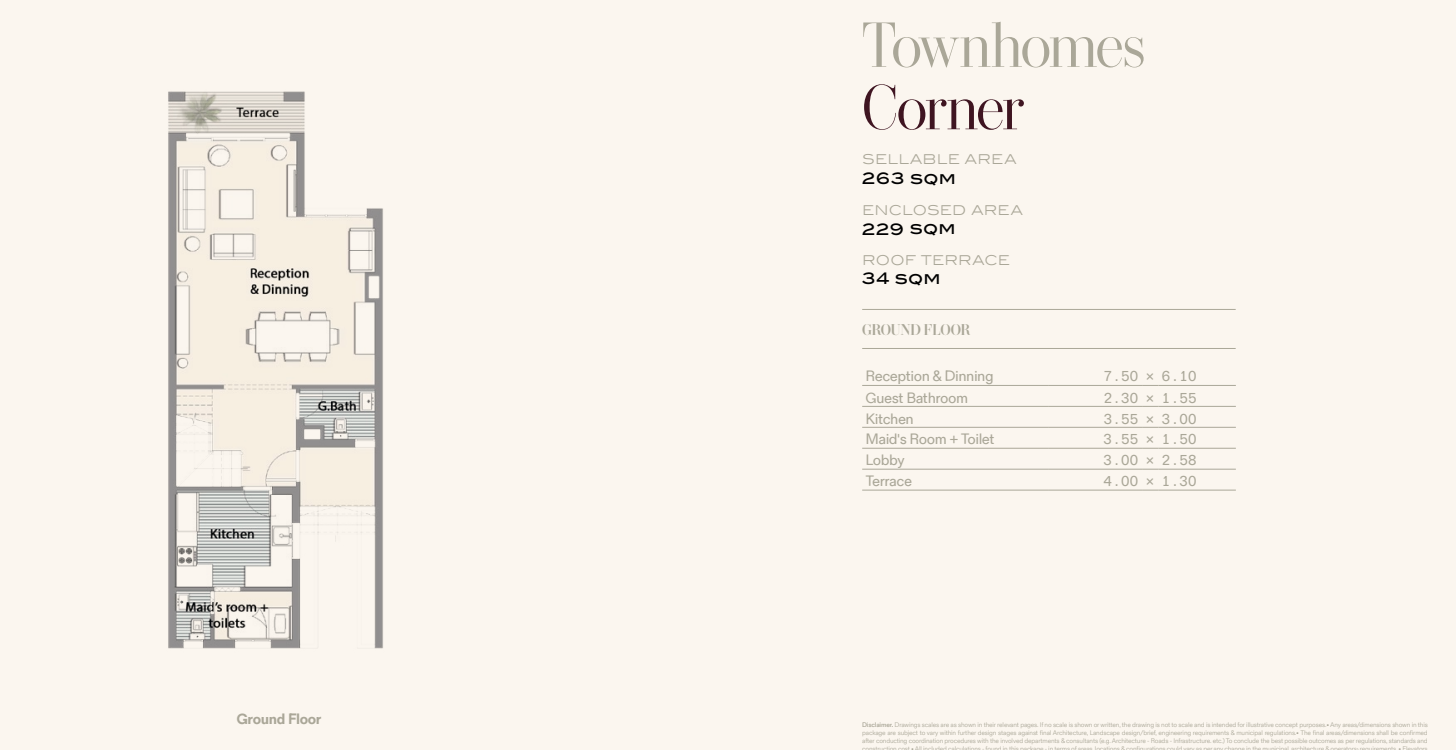 Floor plan for townhouse at Prive - Telal East