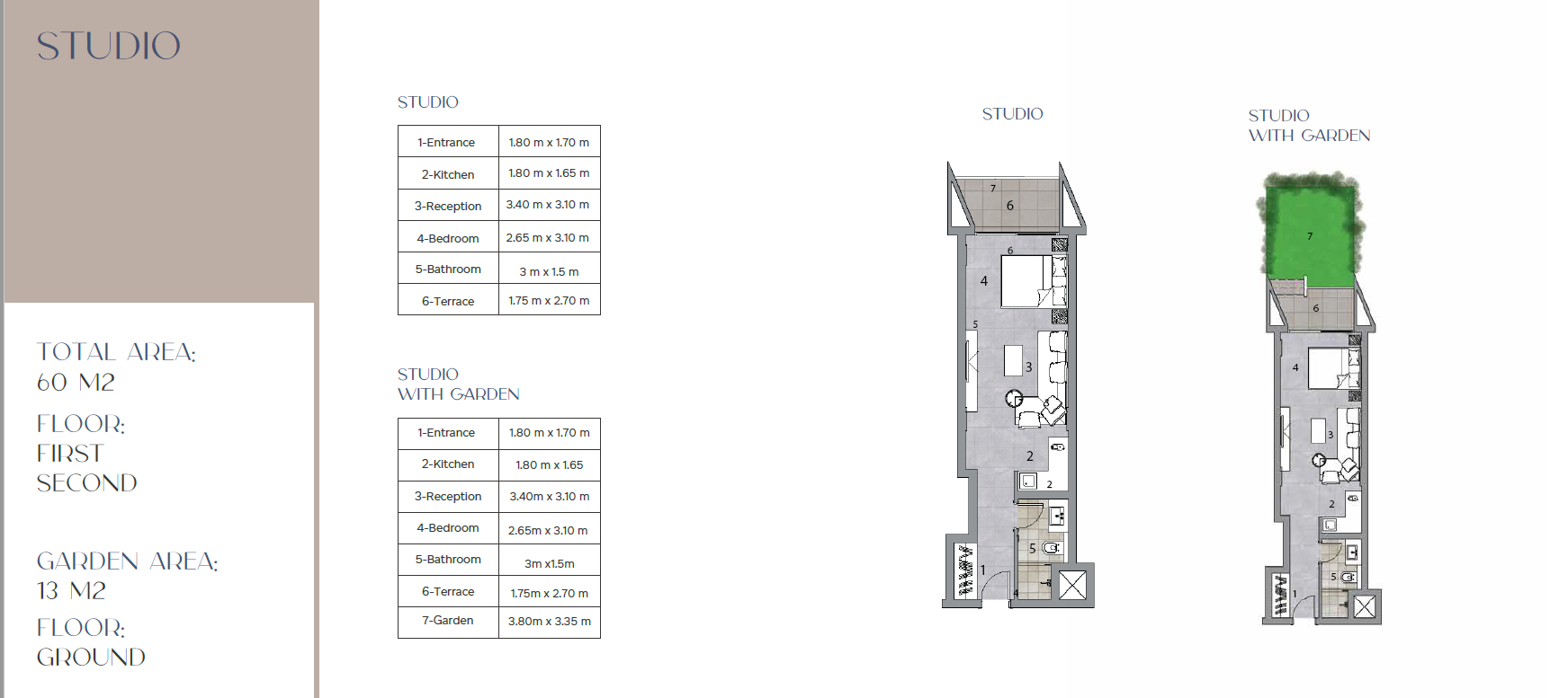 Floor plan for studio at Alura