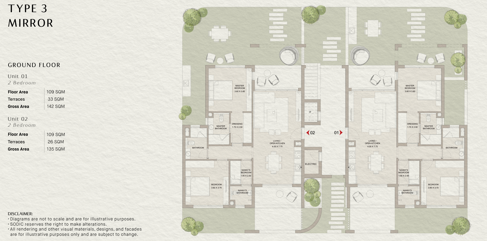 Floor plan for chalet at Ogami Ras El Hekma