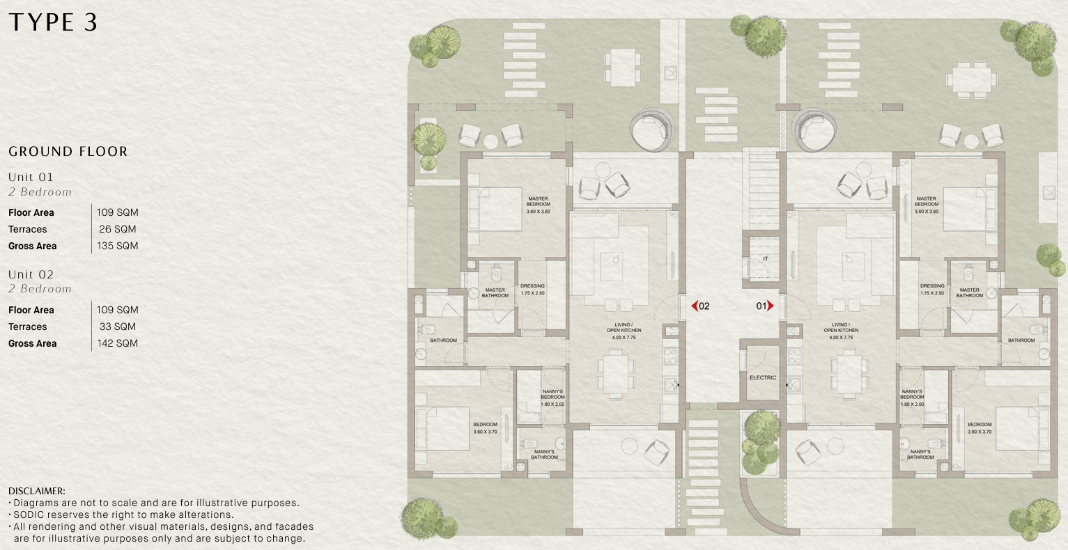 Floor plan for chalet at Ogami Ras El Hekma