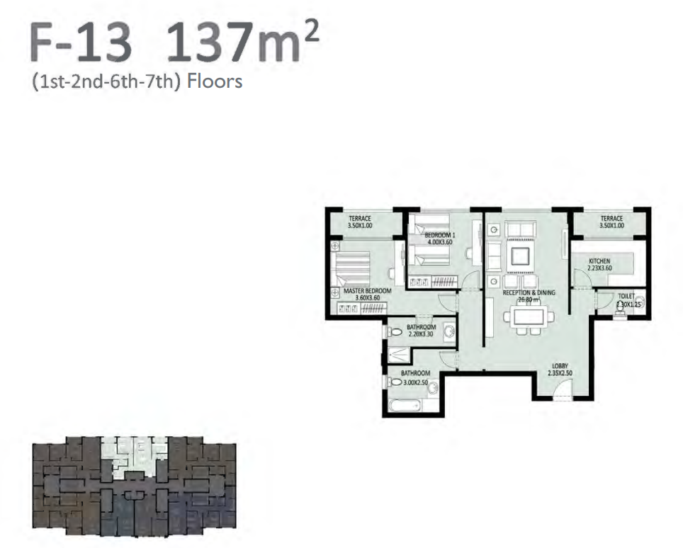Floor plan for apartment at Bleu Vert