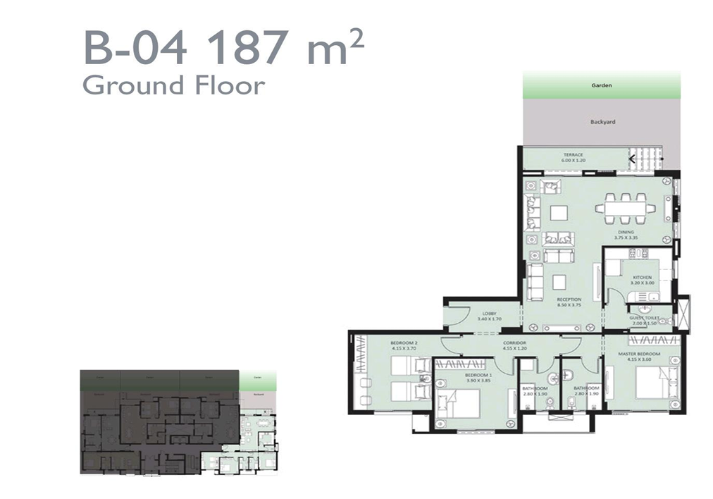 Floor plan for apartment at Bleu Vert