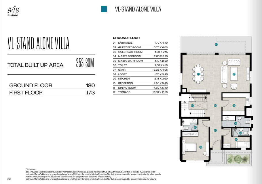 Floor plan for villa at Marina 8 By The Lake