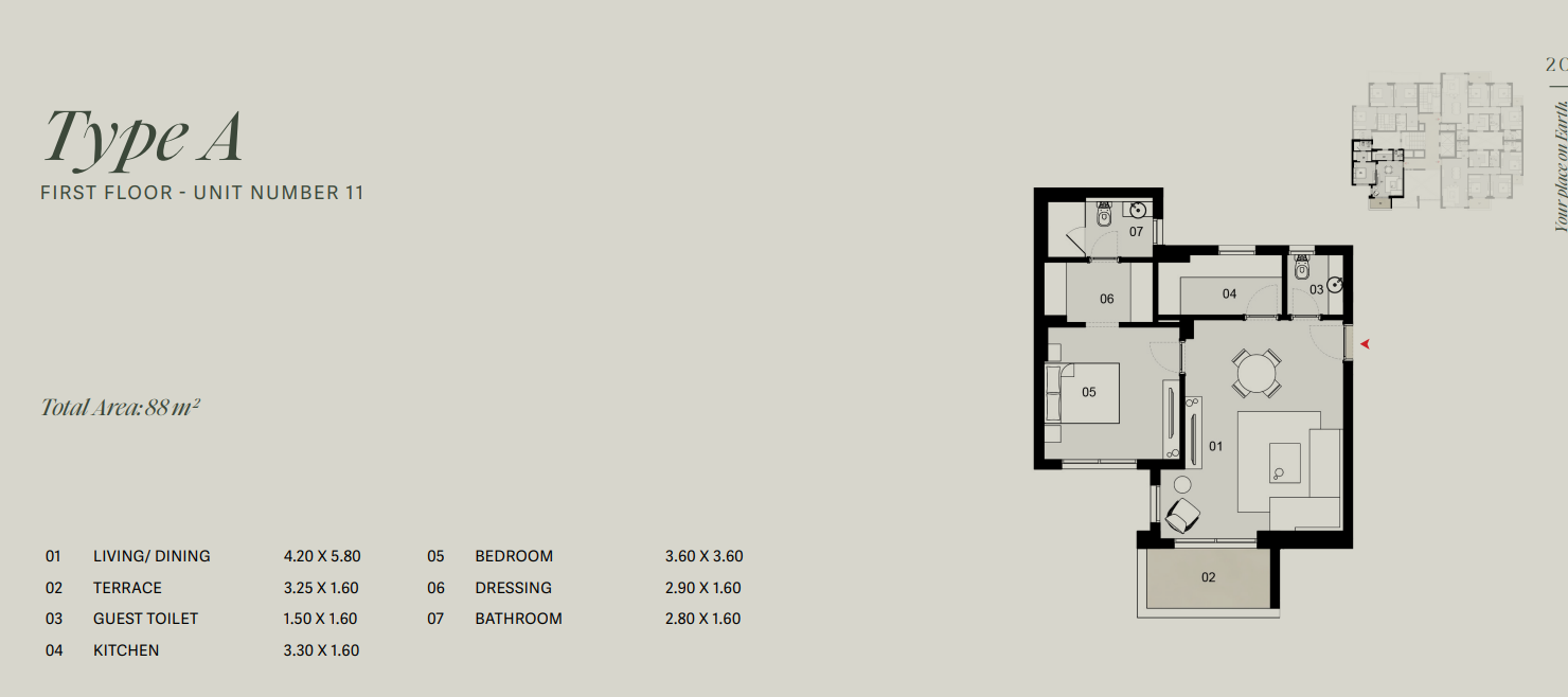 Floor plan for apartment at Tierra