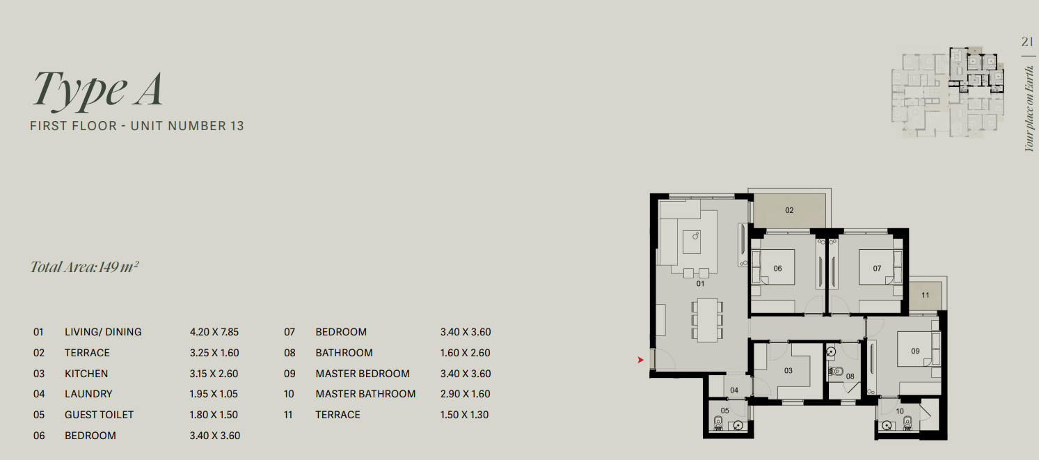 Floor plan for apartment at Tierra