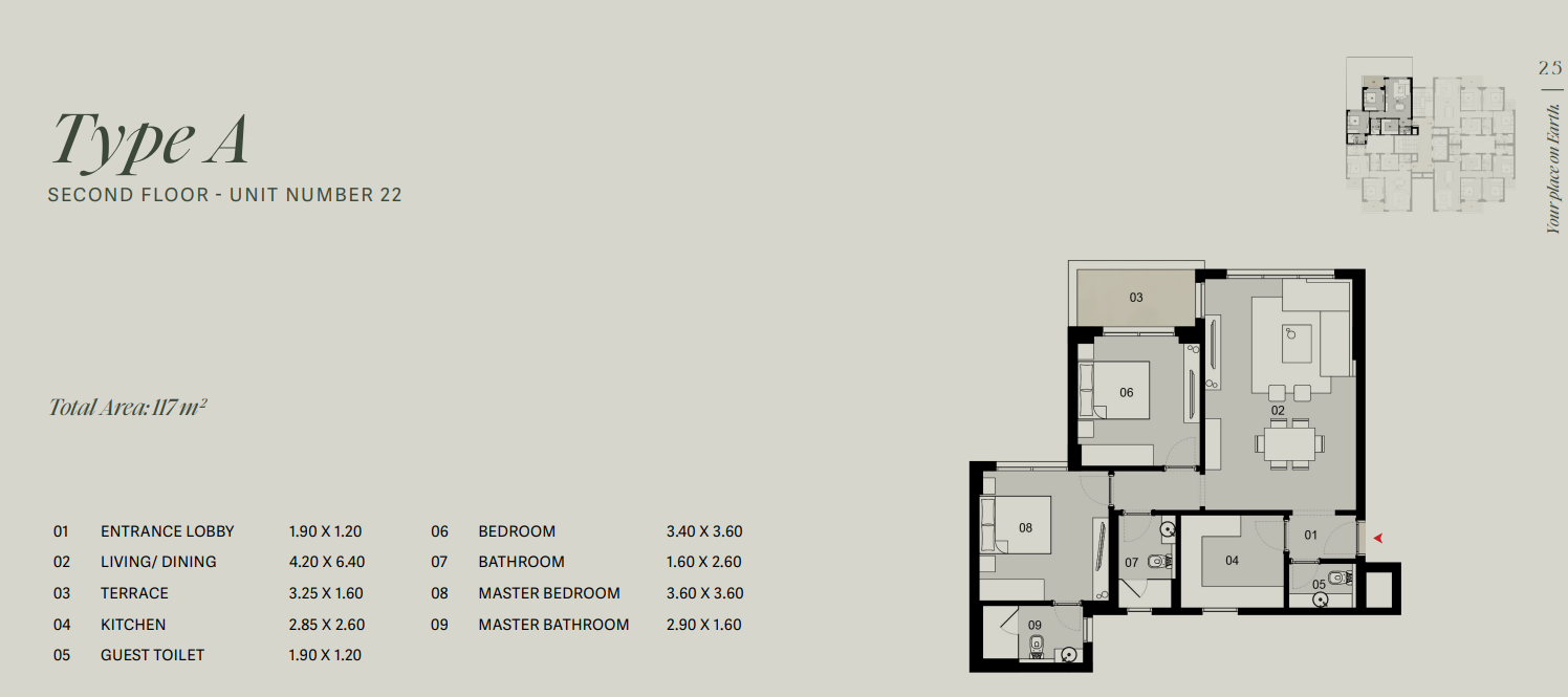 Floor plan for apartment at Tierra