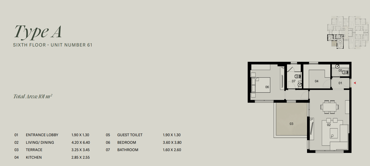 Floor plan for apartment at Tierra