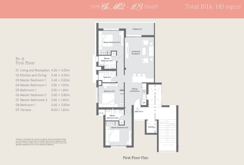 Floor plan for chalet at Marsa Baghush
