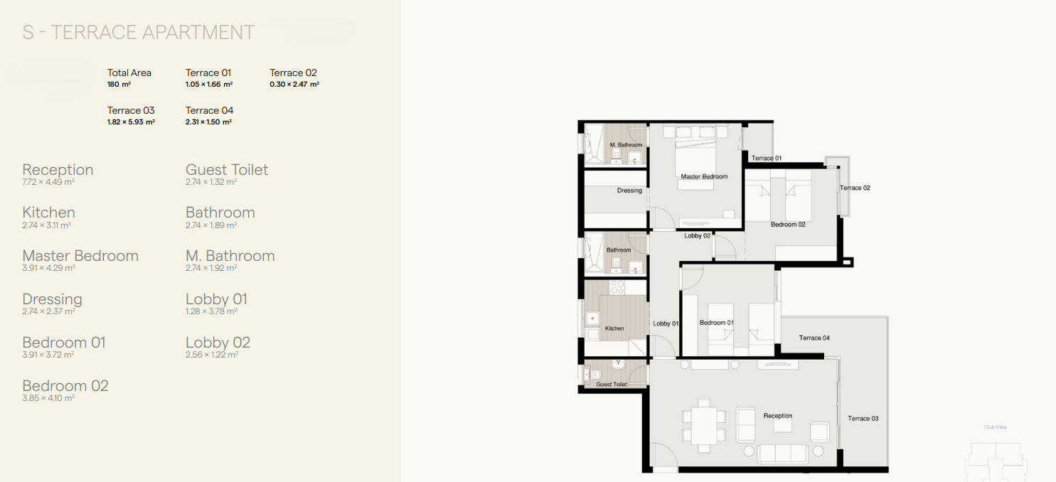 Floor plan for apartment at Residence Eight Sky Abu Dhabi