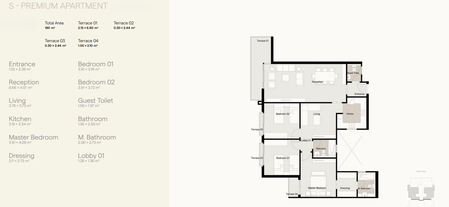 Floor plan for apartment at Residence Eight Sky Abu Dhabi