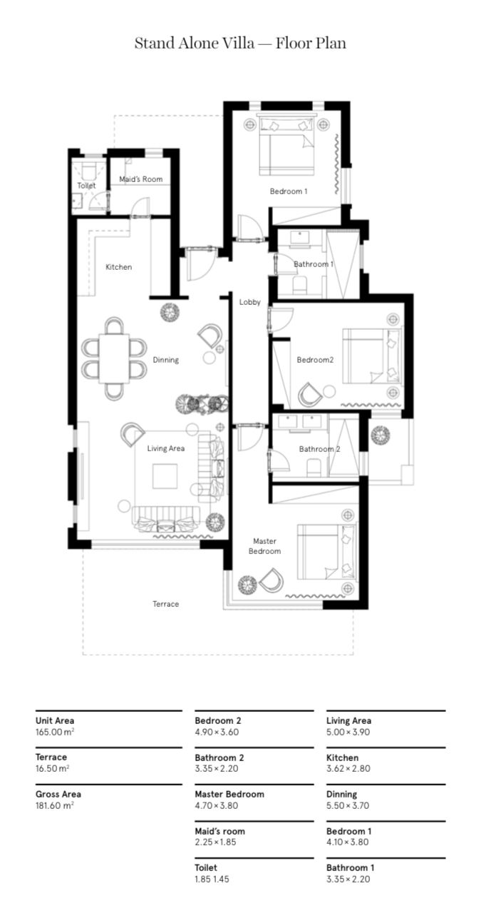 Floor plan for villa at Blanca