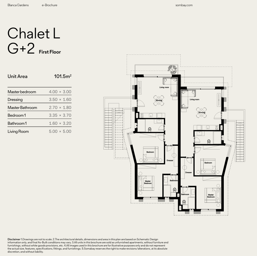 Floor plan for chalet at Blanca Gardens
