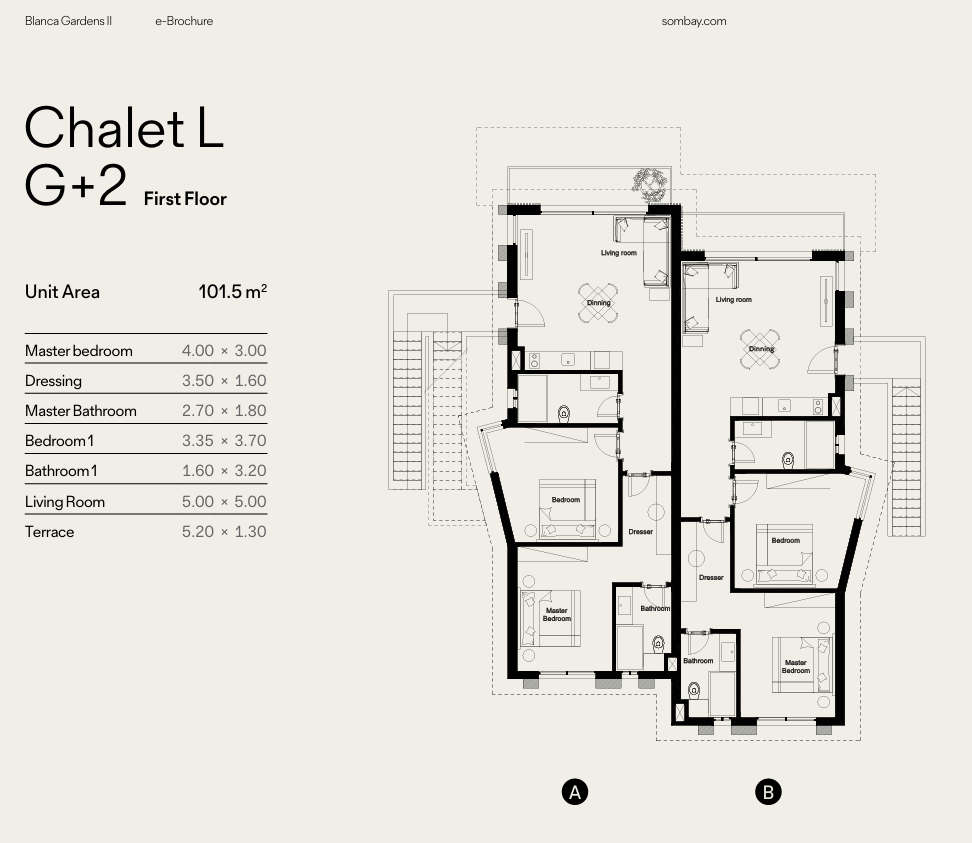 Floor plan for chalet at Blanca Gardens 2