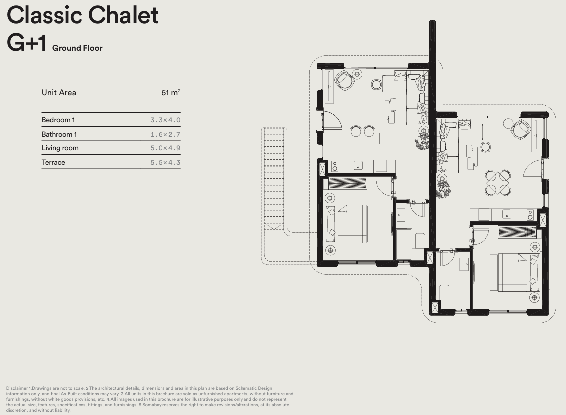 Floor plan for chalet at Blanca Gardens Collection