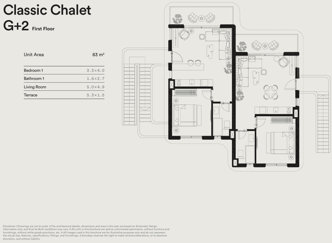 Floor plan for chalet at Blanca Gardens Collection