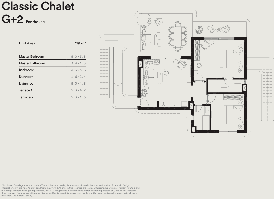 Floor plan for chalet at Blanca Gardens Collection