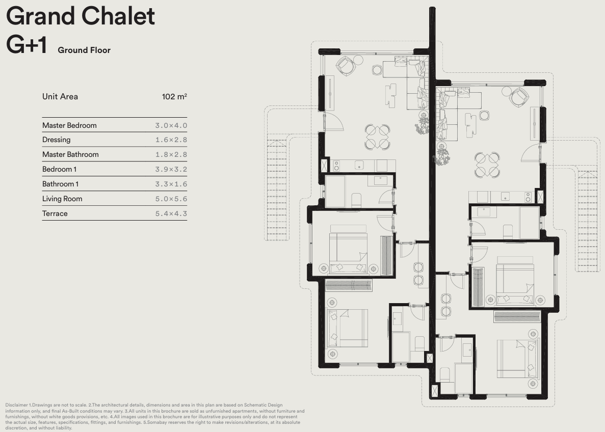 Floor plan for chalet at Blanca Gardens Collection