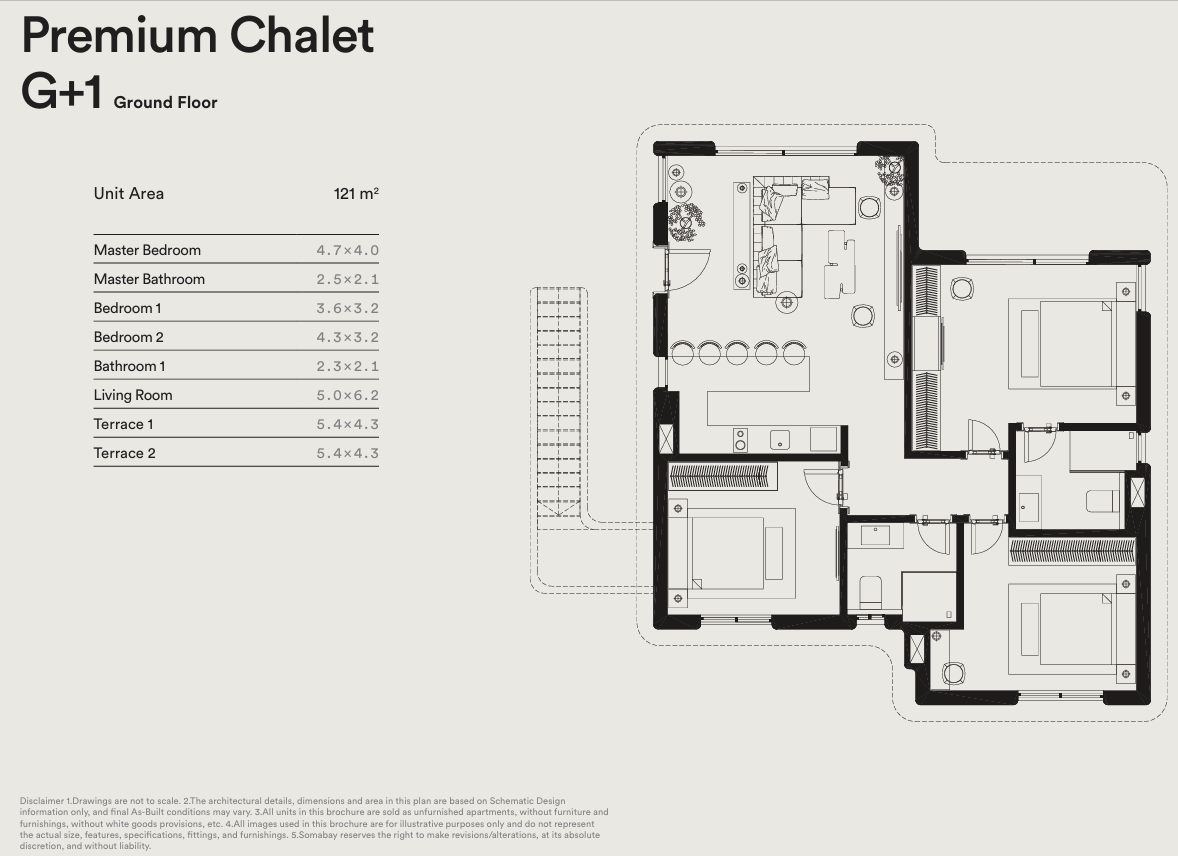 Floor plan for chalet at Blanca Gardens Collection
