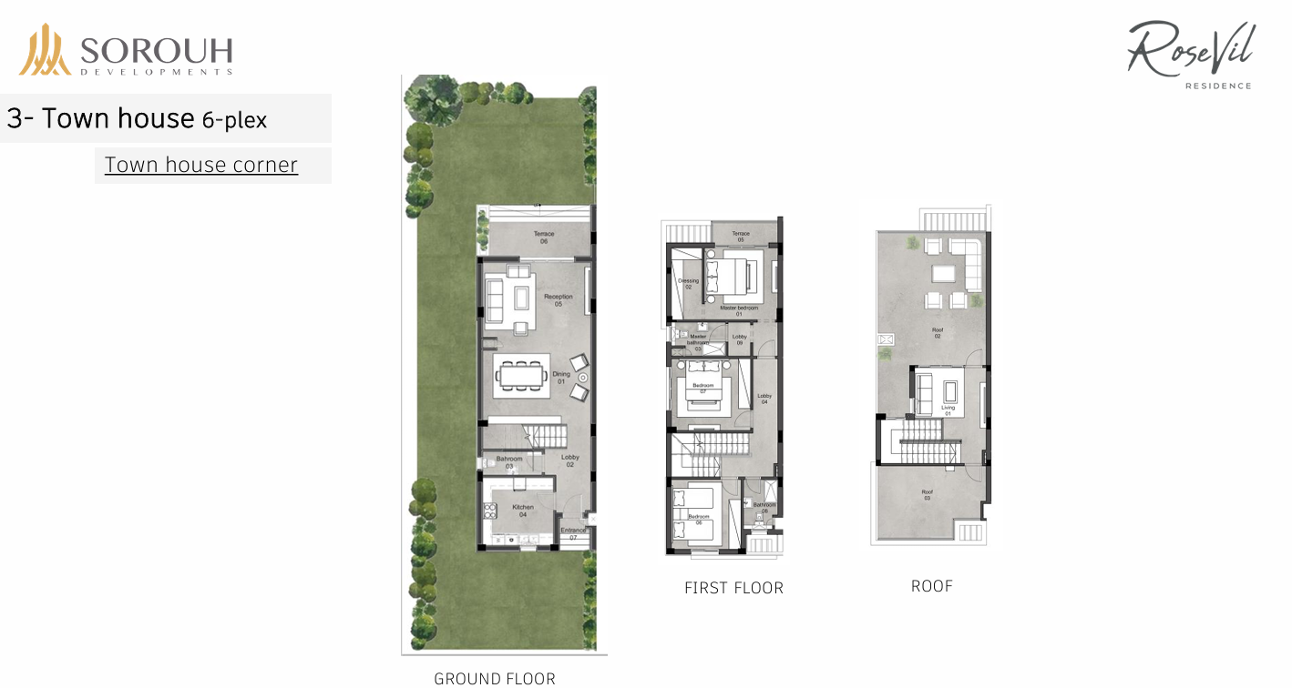 Floor plan for townhouse at Rosevil