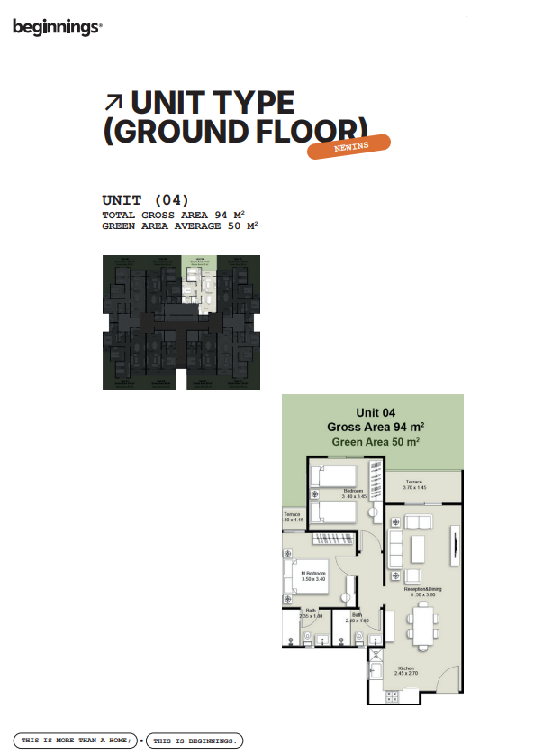 Floor plan for apartment at Beginnings