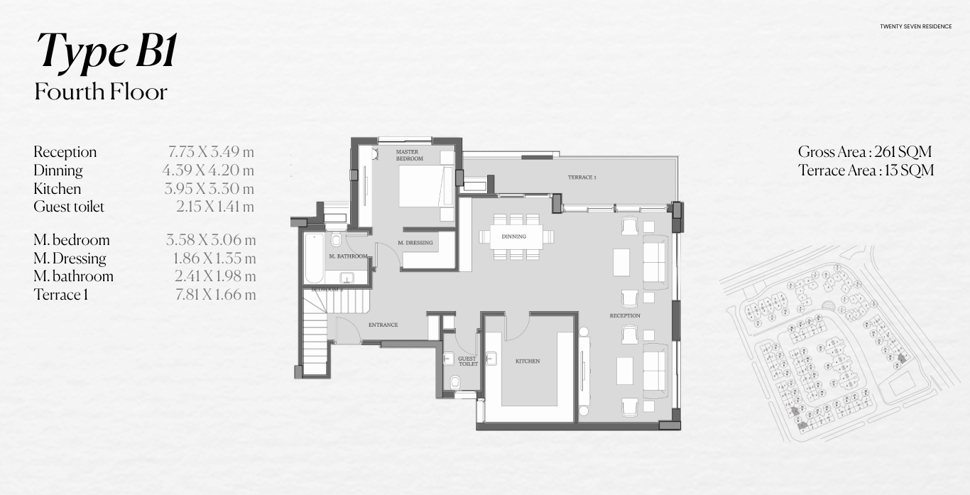 Floor plan for penthouse at 27 Residence