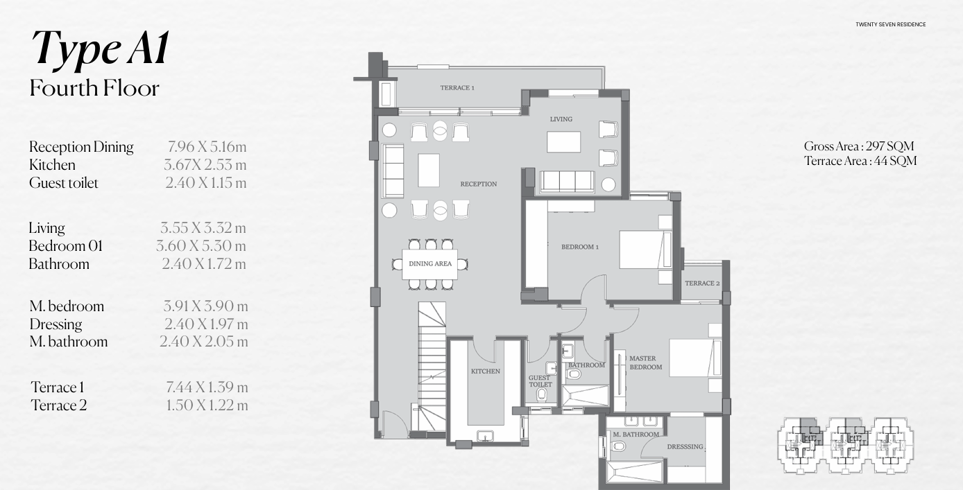 Floor plan for penthouse at 27 Residence