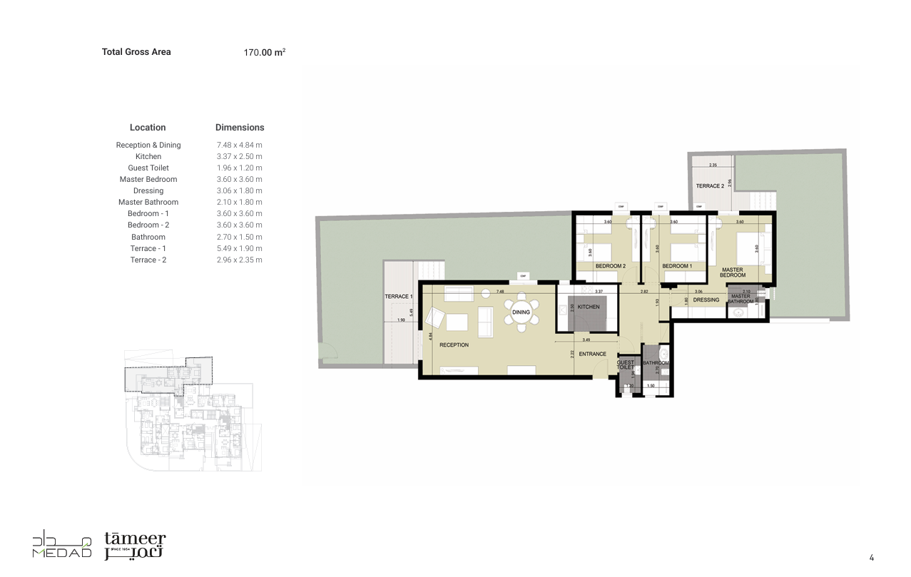 Floor plan for apartment at Diar II
