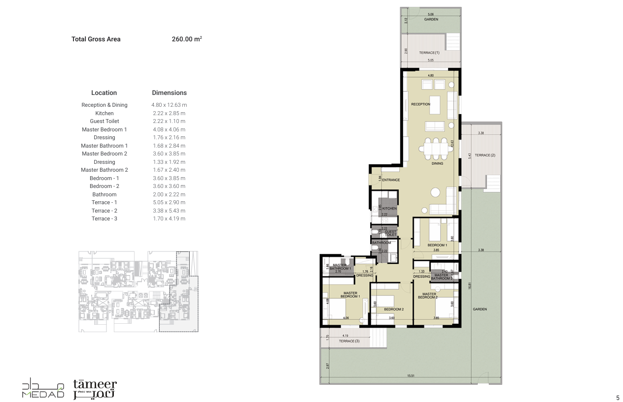 Floor plan for apartment at Diar II