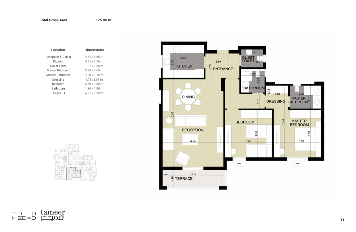 Floor plan for apartment at Diar II