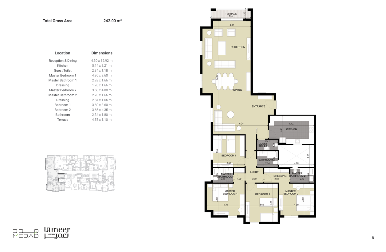 Floor plan for apartment at Diar II