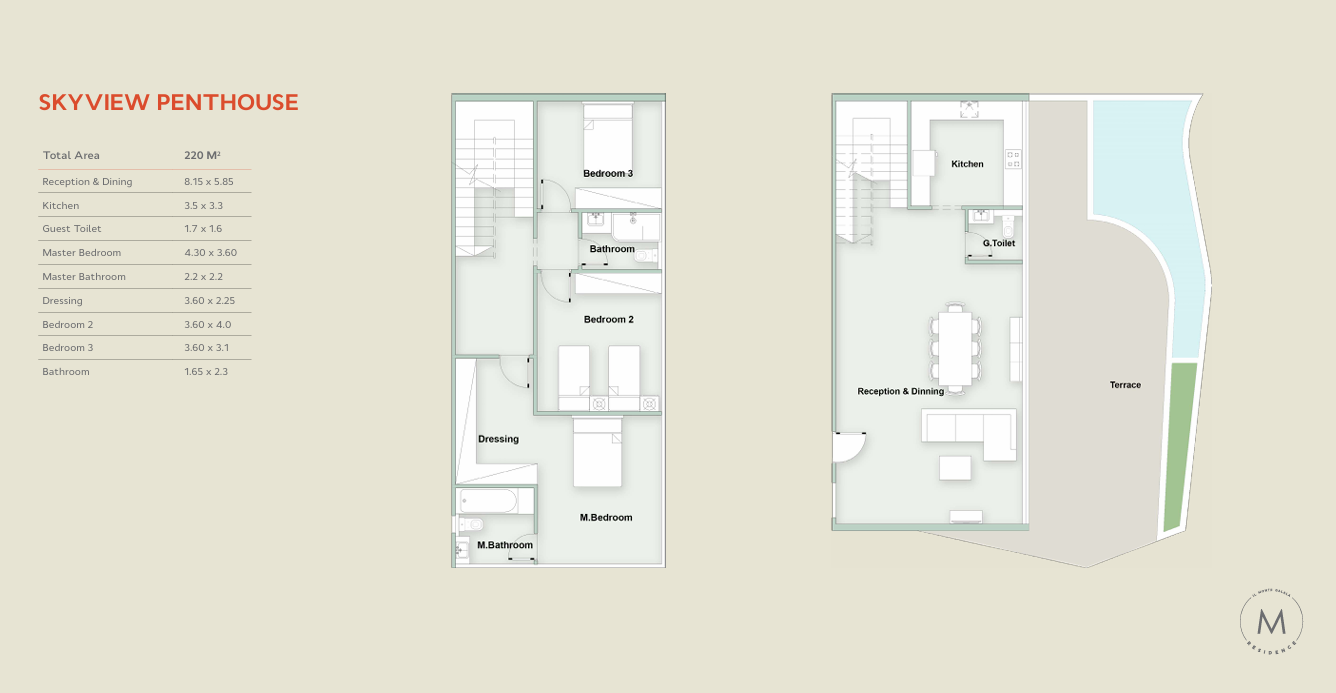 Floor plan for penthouse at Il Monte Galala