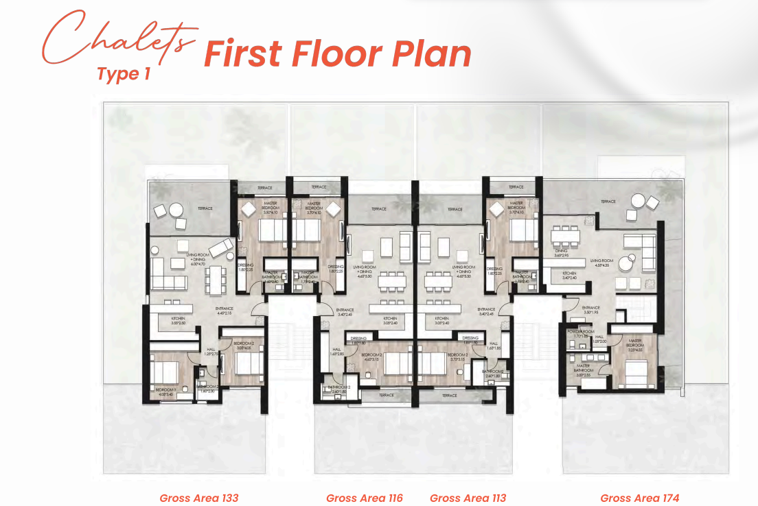 Floor plan for chalet at Il Bayou