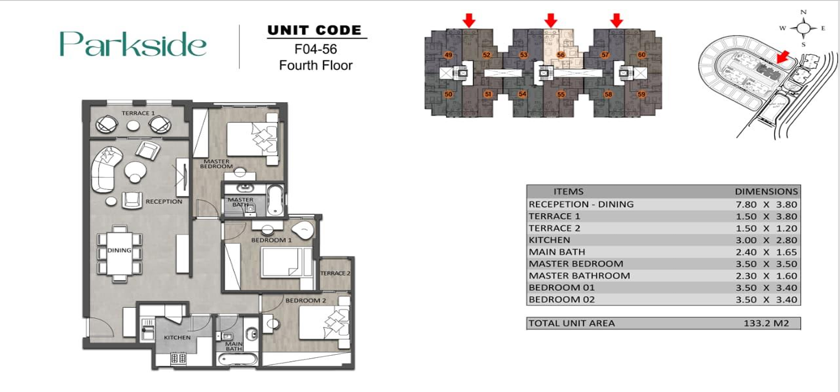 Floor plan for penthouse at Parkside Maadi Views
