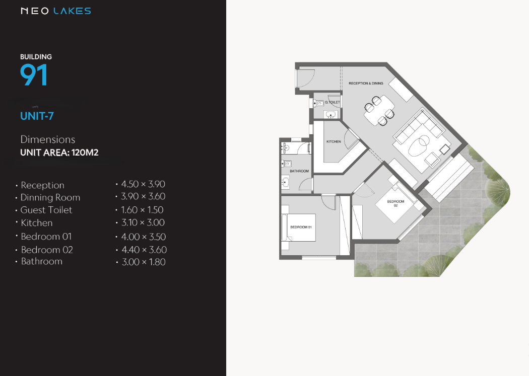 Floor plan for apartment at Neo Lakes
