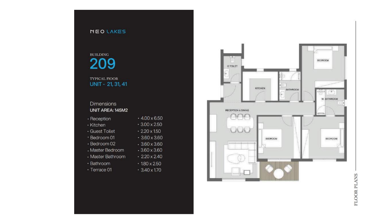 Floor plan for apartment at Neo Lakes