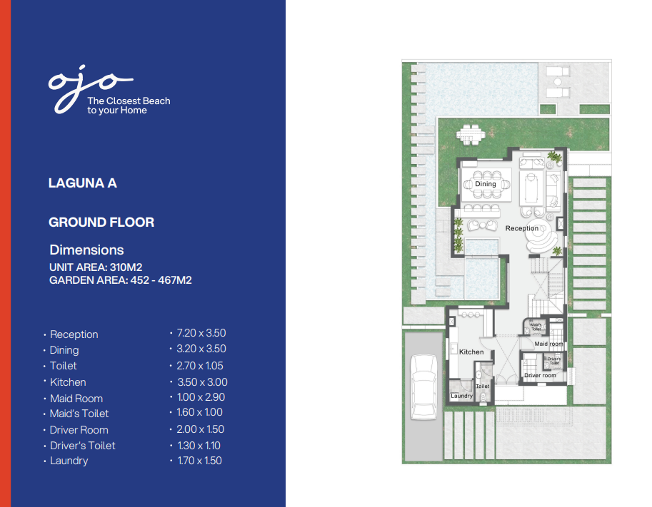 Floor plan for villa at Ojo Murano