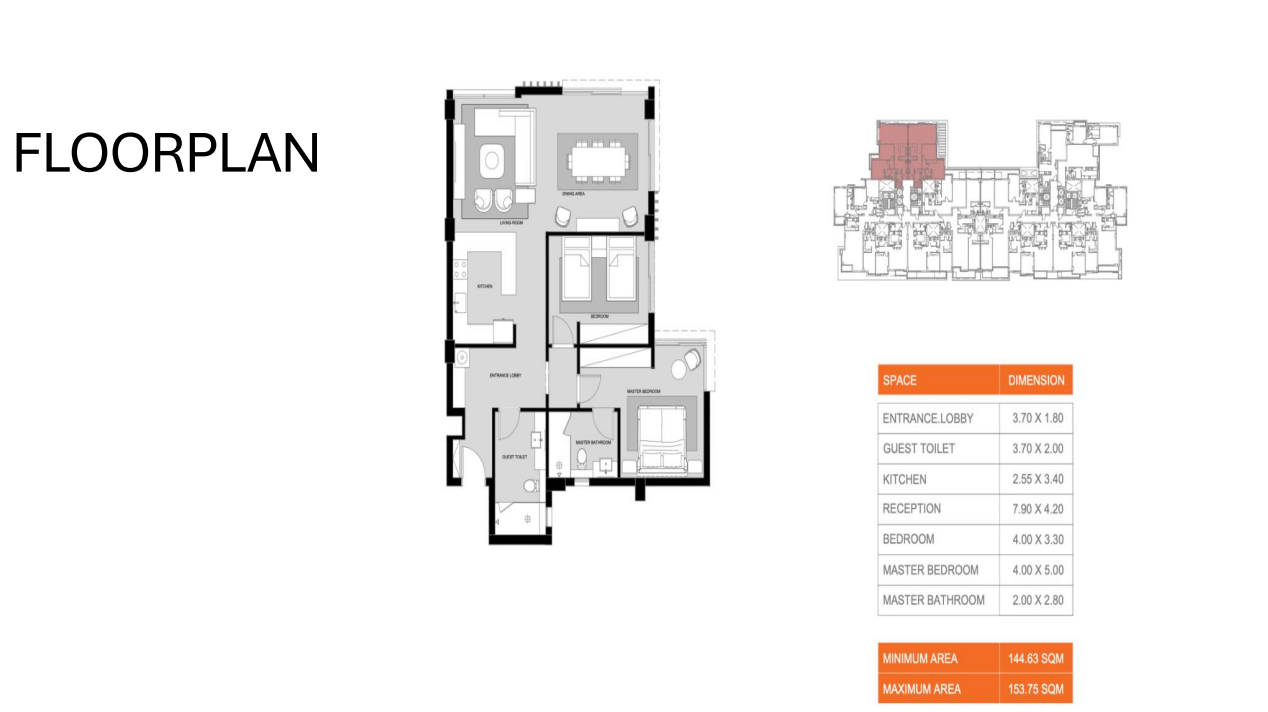 Floor plan for apartment at Hyatt Centric