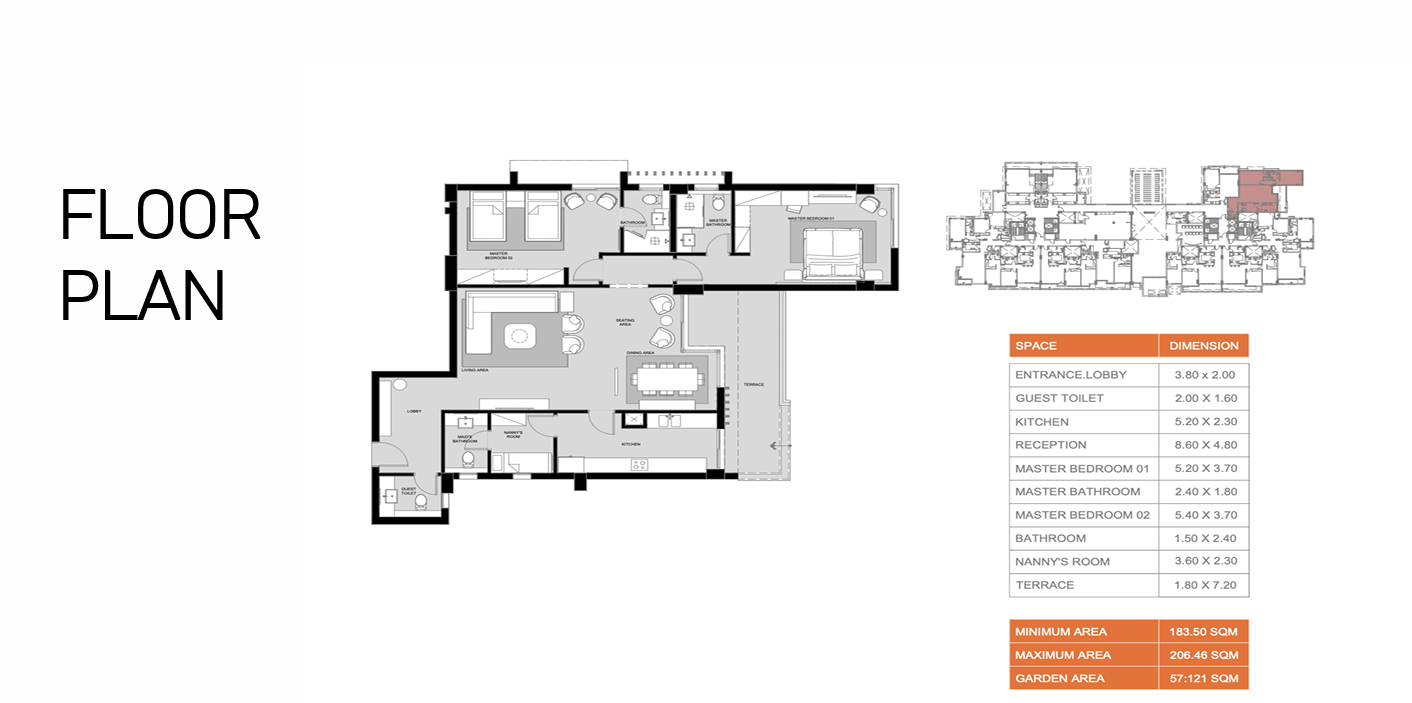 Floor plan for apartment at Hyatt Centric