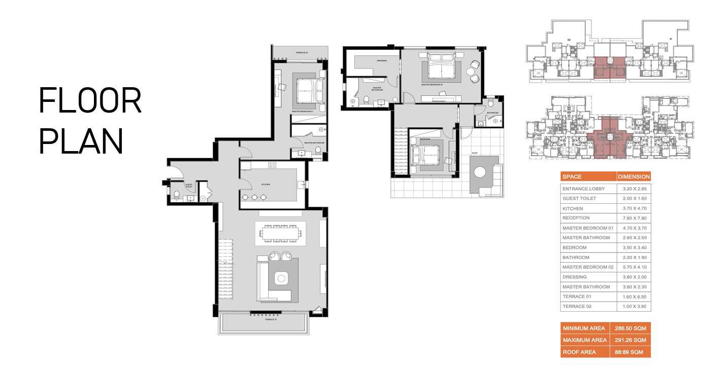 Floor plan for penthouse at Hyatt Centric