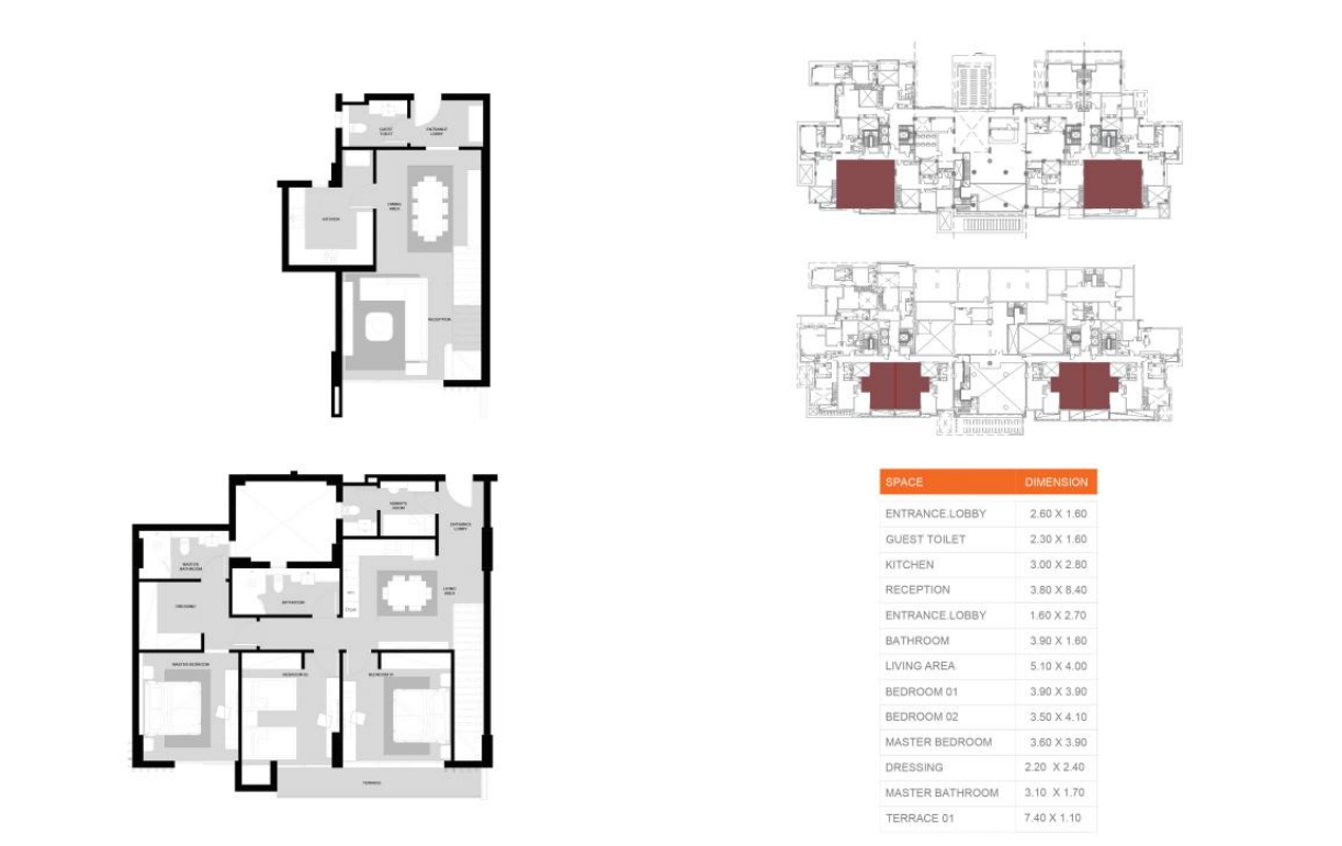 Floor plan for duplex at Hyatt Centric