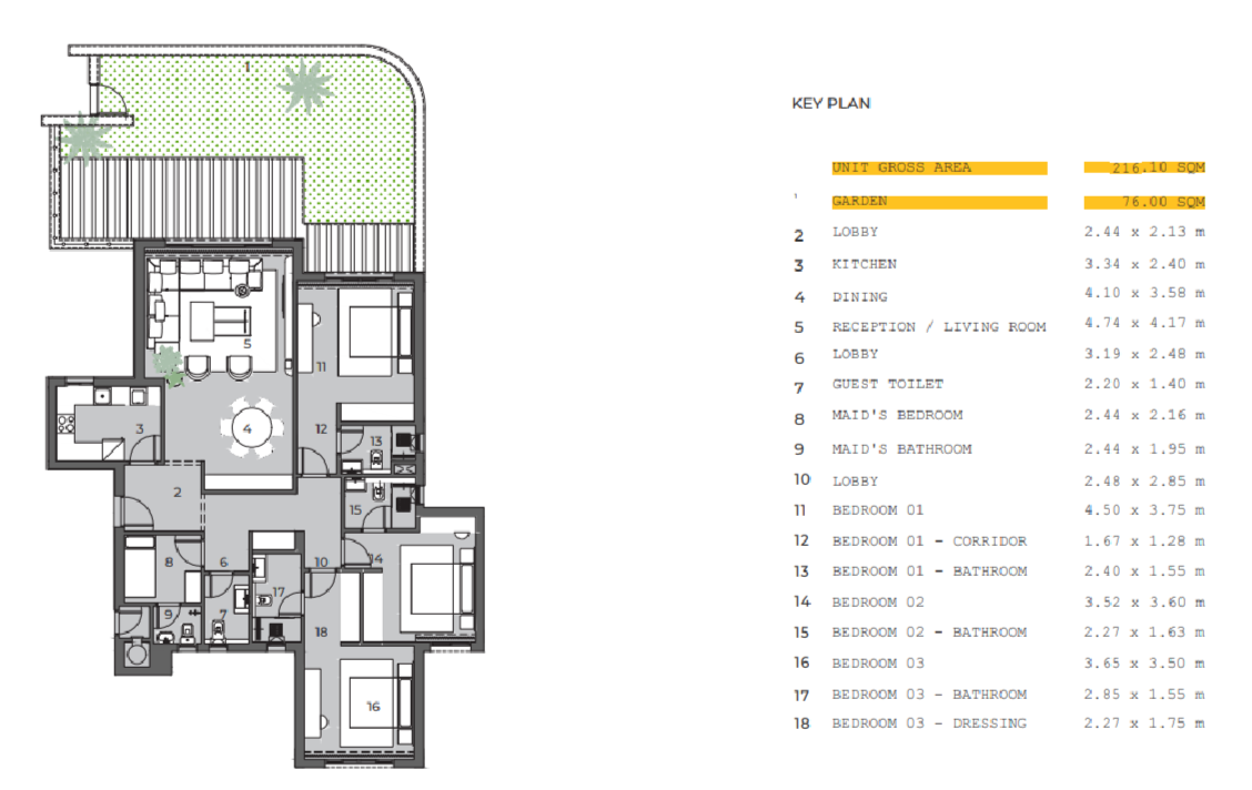 Floor plan for apartment at KAIA