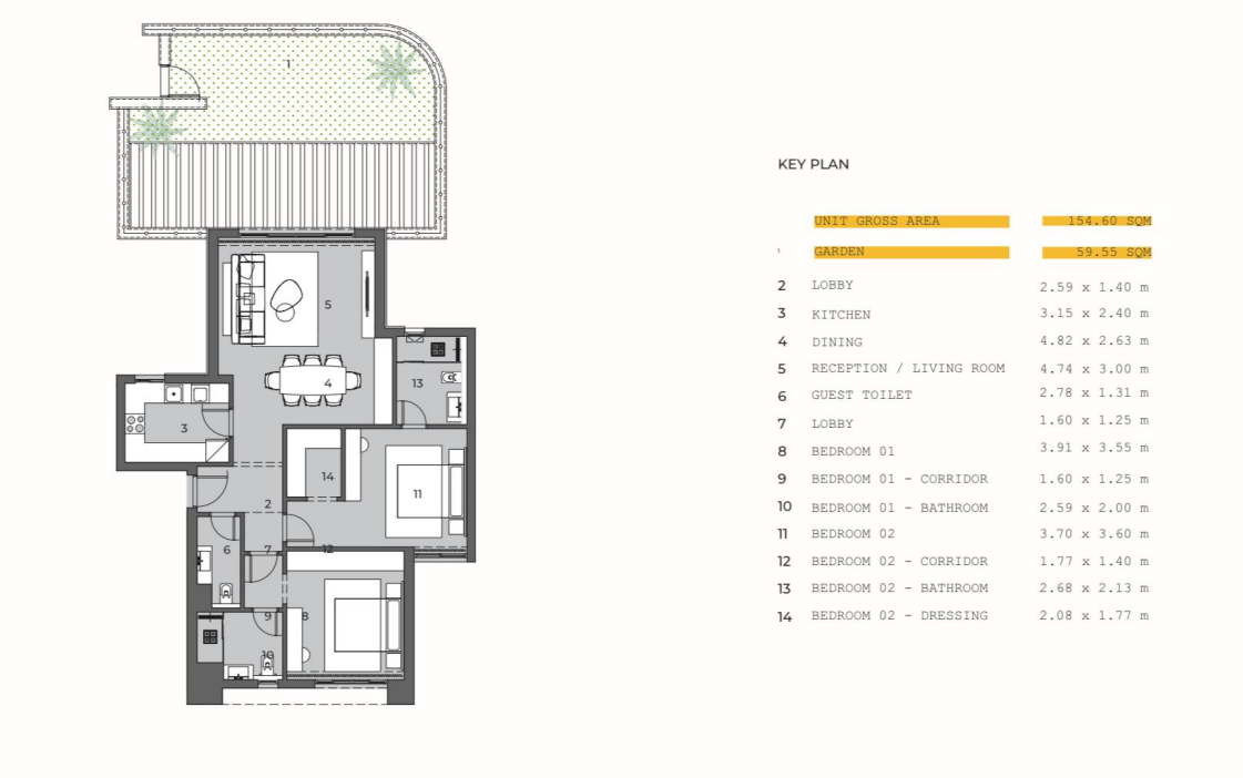 Floor plan for apartment at KAIA